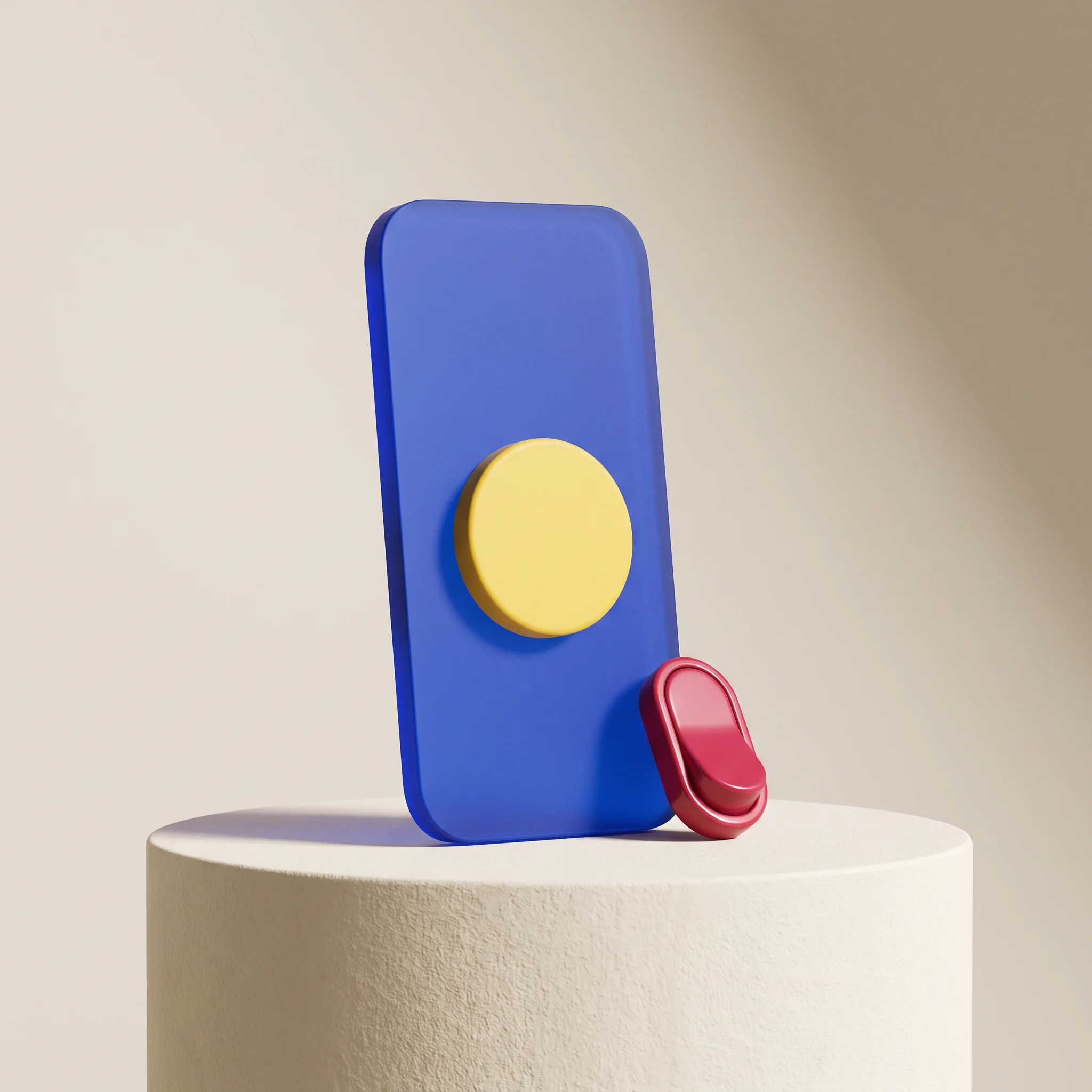 Blue handset object with yellow circular control